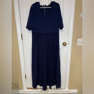 REPHYLLIS Women's V Neck Lace Vintage Formal Bridesmaid Wedding Long Dress